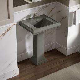 Kohler Memoirs Pedestal/console table bathroom sink basin with single faucet-hole drilling - Thunder Grey - image 2