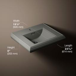 Kohler Memoirs Pedestal/console table bathroom sink basin with single faucet-hole drilling - Thunder Grey - image 3