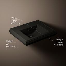 Kohler Memoirs Pedestal/console table bathroom sink basin with single faucet-hole drilling - Black - image 3