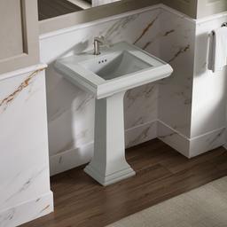 Kohler Memoirs Pedestal/console table bathroom sink basin with single faucet-hole drilling - Ice Grey - image 2