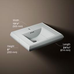 Kohler Memoirs Pedestal/console table bathroom sink basin with single faucet-hole drilling - Ice Grey - image 3