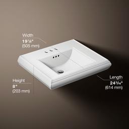 Kohler Memoirs Pedestal/console table bathroom sink basin with 4'' centerset faucet holes - White - image 3