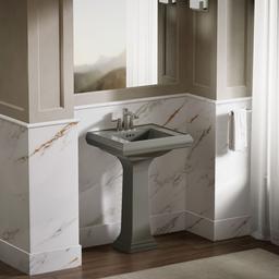 Kohler Memoirs Pedestal/console table bathroom sink basin with 4'' centerset faucet holes - Thunder Grey - image 4