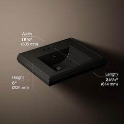 Kohler Memoirs Pedestal/console table bathroom sink basin with 4'' centerset faucet holes - Black - image 3