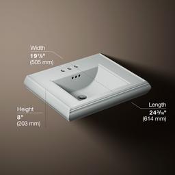 Kohler Memoirs Pedestal/console table bathroom sink basin with 4'' centerset faucet holes - Ice Grey - image 3