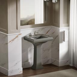 Kohler Memoirs Pedestal/console table bathroom sink basin with 8'' widespread faucet holes - Thunder Grey - image 4