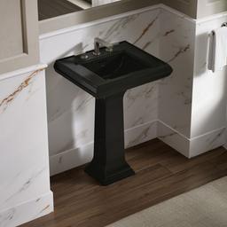 Kohler Memoirs Pedestal/console table bathroom sink basin with 8'' widespread faucet holes - Black - image 2