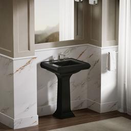 Kohler Memoirs Pedestal/console table bathroom sink basin with 8'' widespread faucet holes - Black - image 4