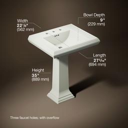 Kohler Memoirs Classic 27-1/4'' rectangular pedestal bathroom sink - White - image 3