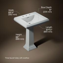 Kohler Memoirs Classic 27-1/4'' rectangular pedestal bathroom sink - Ice Grey - image 3