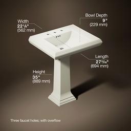 Kohler Memoirs Classic 27-1/4'' rectangular pedestal bathroom sink - Dune - image 3
