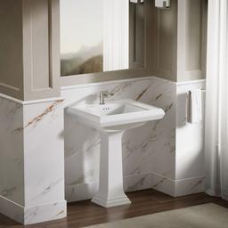 Kohler Memoirs Pedestal/console table bathroom sink basin with single faucet-hole drilling - White - image 3