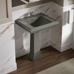 Kohler Memoirs Pedestal/console table bathroom sink basin with single faucet-hole drilling - Thunder Grey - image 2