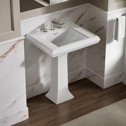 Kohler Memoirs Pedestal/console table bathroom sink basin with 8'' widespread faucet holes - White - image 2