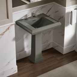 Kohler Memoirs Pedestal/console table bathroom sink basin with 8'' widespread faucet holes - Thunder Grey - image 2
