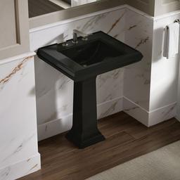 Kohler Memoirs Pedestal/console table bathroom sink basin with 8'' widespread faucet holes - Black - image 2