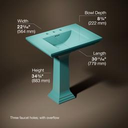 Kohler Memoirs Stately 30-3/4'' rectangular pedestal bathroom sink - 150th Spring Green - image 3