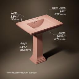 Kohler Memoirs Stately 30-3/4'' rectangular pedestal bathroom sink - 150th Peachblow - image 3