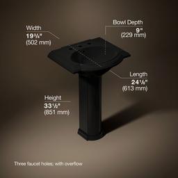 Kohler Devonshire 24-1/4'' rectangular pedestal bathroom sink - Black - image 3