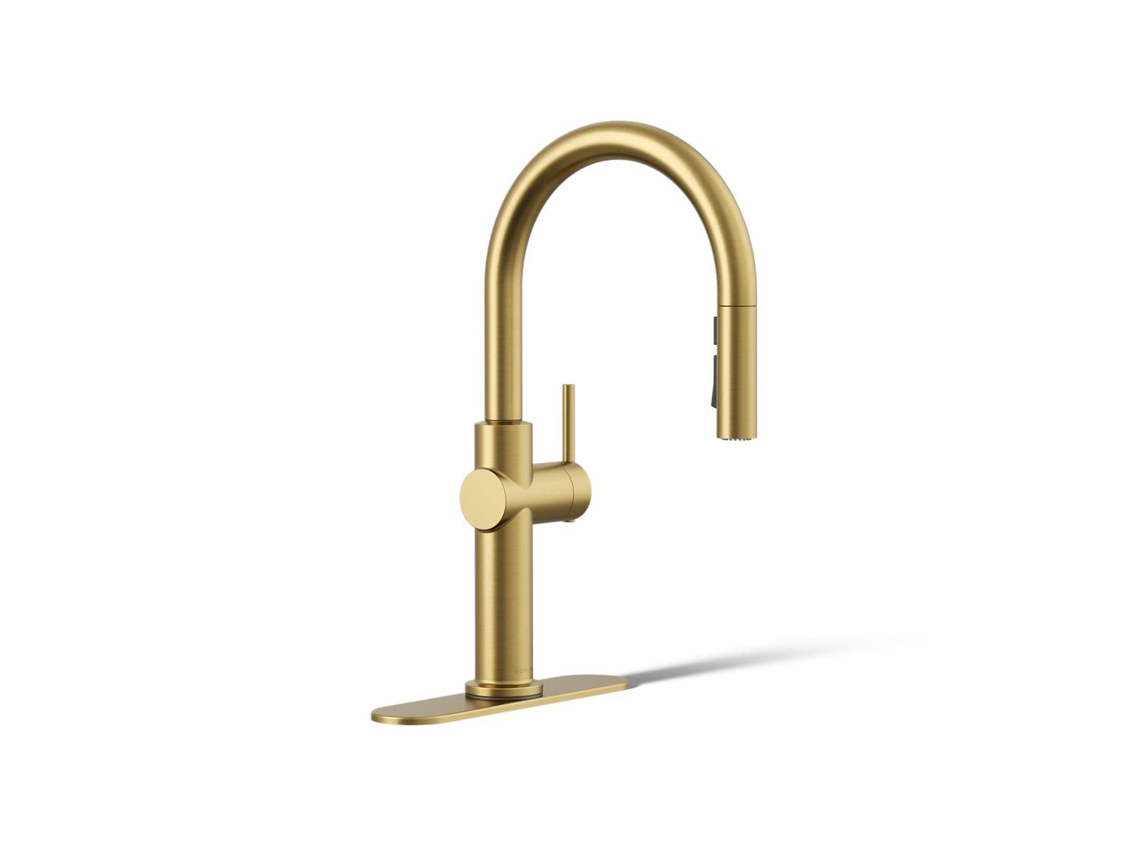 Kohler Crue Pull-down kitchen sink faucet with three-function sprayhead - Vibrant Brushed Moderne Brass by Kohler