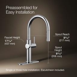 Kohler Crue Pull-down kitchen sink faucet with three-function sprayhead - Polished Chrome - image 3