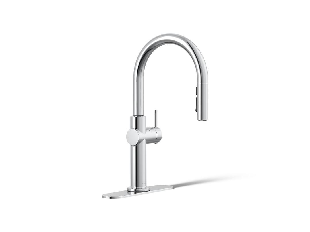 Crue Touchless pull-down kitchen sink faucet with three-function sprayhead by Kohler