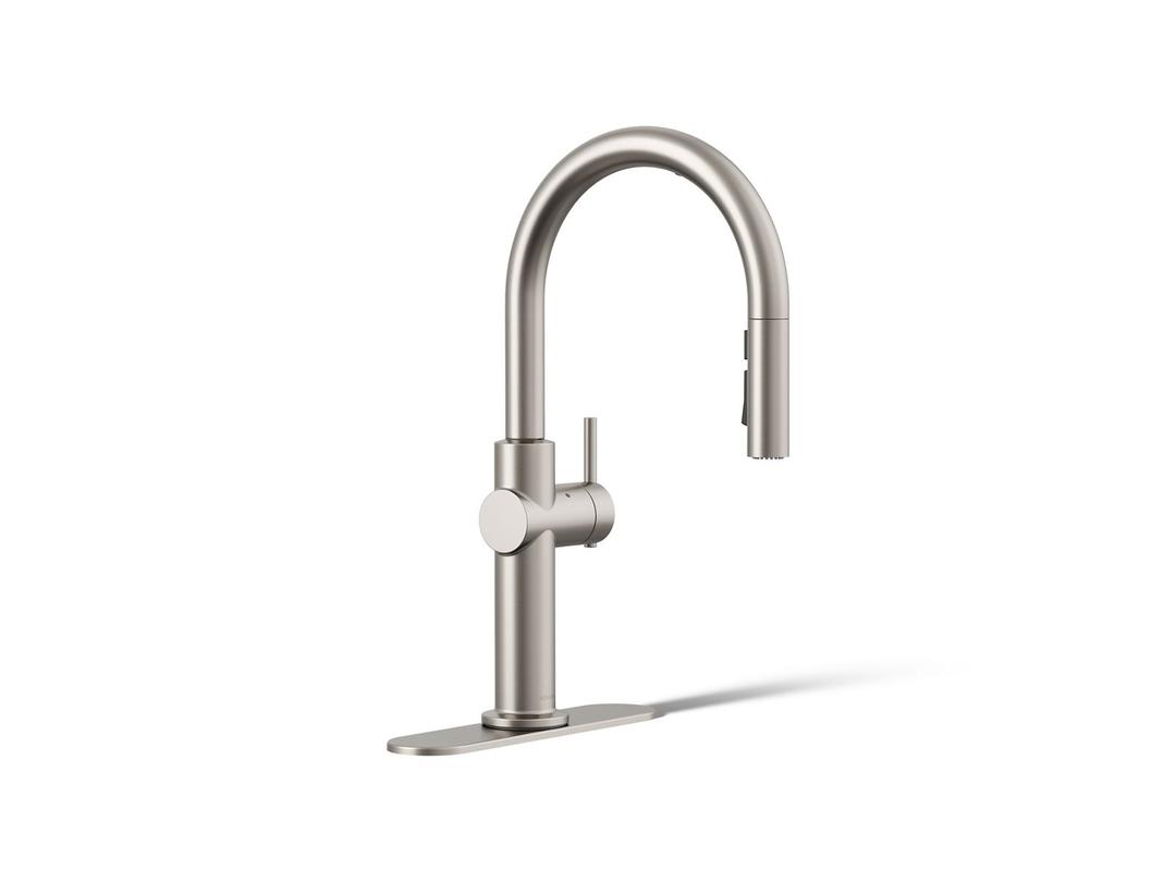 Crue Touchless pull-down kitchen sink faucet with three-function sprayhead by Kohler