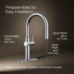 Kohler Crue Touchless pull-down kitchen sink faucet with KOHLER KonnectE and three-function sprayhead - Polished Chrome - image 3