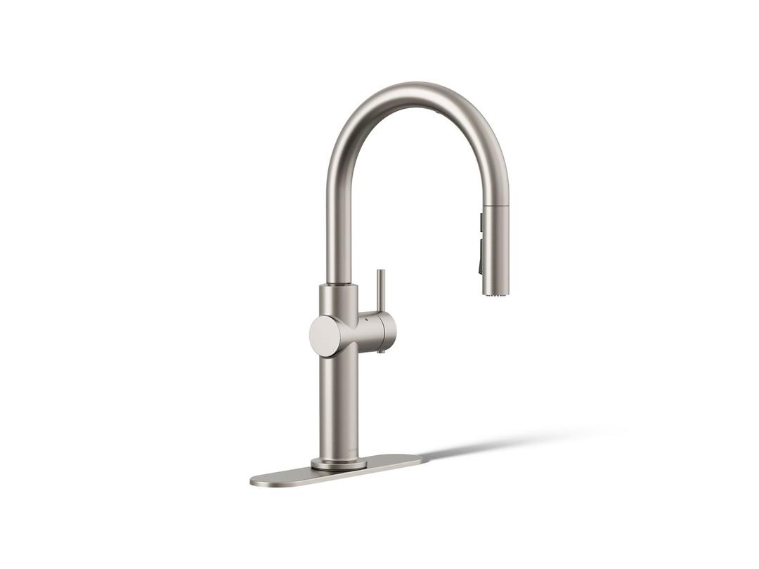 Kohler Crue Touchless pull-down kitchen sink faucet with KOHLER KonnectE and three-function sprayhead - Vibrant Stainless by Kohler