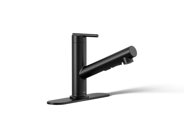 Kohler Crue Pull-out kitchen sink faucet with three-function sprayhead - Matte Black
