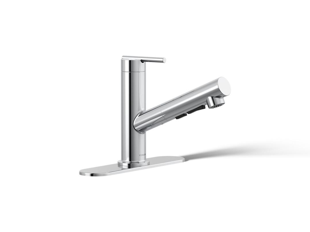 Kohler Crue Pull-out kitchen sink faucet with three-function sprayhead - Polished Chrome by Kohler