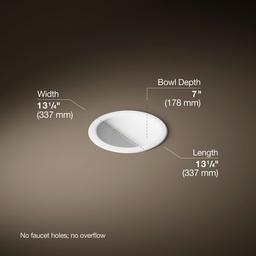 Kohler Compass 13-1/4'' round drop-in/undermount bathroom sink, no overflow - White - image 3