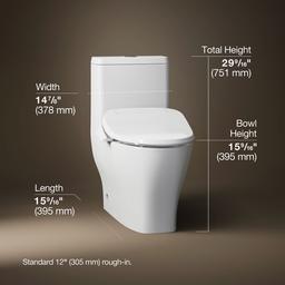ReachE Curv Hidden cord one-piece compact elongated toilet with skirted trapway, dual-flush - image 3