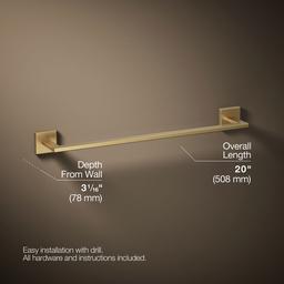 Kohler Square 18'' towel bar - Vibrant Brushed Moderne Brass - image 3