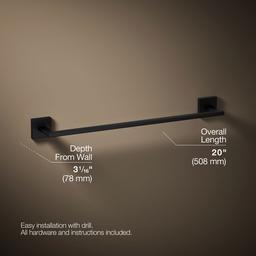 Kohler Square 18'' towel bar - Matte Black - image 3