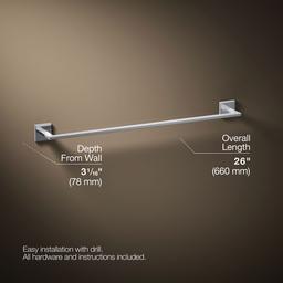 Kohler Square 24'' towel bar - Polished Chrome - image 3