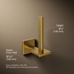 Kohler Square Vertical toilet paper holder - Vibrant Brushed Moderne Brass - image 3