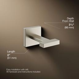 Kohler Square Robe hook - Vibrant Brushed Nickel - image 3