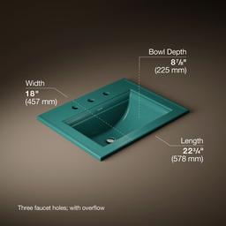 Kohler Memoirs Stately 22-3/4'' rectangular drop-in bathroom sink - Teal - image 3
