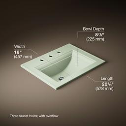 Kohler Memoirs Stately 22-3/4'' rectangular drop-in bathroom sink - Aspen Green - image 3