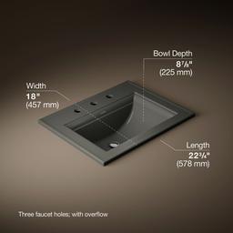 Kohler Memoirs Stately 22-3/4'' rectangular drop-in bathroom sink - Thunder Grey - image 3