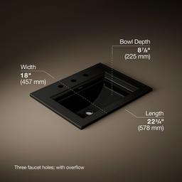 Kohler Memoirs Stately 22-3/4'' rectangular drop-in bathroom sink - Black - image 3