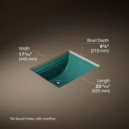 Kohler Memoirs 20'' rectangular undermount bathroom sink - Teal - image 3