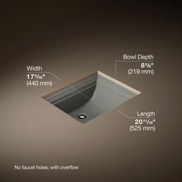 Kohler Memoirs 20'' rectangular undermount bathroom sink - Thunder Grey - image 3