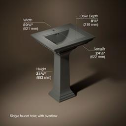 Kohler Memoirs Stately 25'' rectangular pedestal bathroom sink - Thunder Grey - image 3