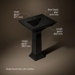 Kohler Memoirs Stately 25'' rectangular pedestal bathroom sink - Black - image 3