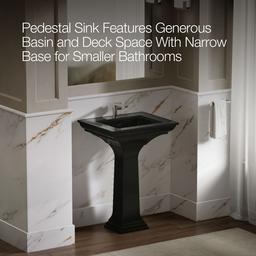 Kohler Memoirs Stately 25'' rectangular pedestal bathroom sink - Black - image 4