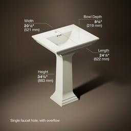 Kohler Memoirs Stately 25'' rectangular pedestal bathroom sink - Biscuit - image 3