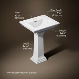Kohler Memoirs Stately 25'' rectangular pedestal bathroom sink - White - image 3
