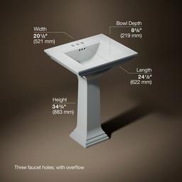 Kohler Memoirs Stately 25'' rectangular pedestal bathroom sink - Ice Grey - image 3